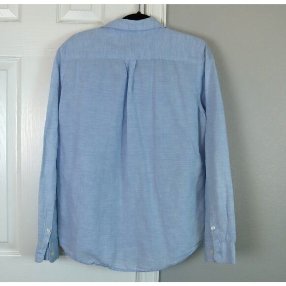 CHAPS Ralph Lauren LINEN Cotton Button Down Collar Shirt Mens Light Blue Large - Picture 4 of 6